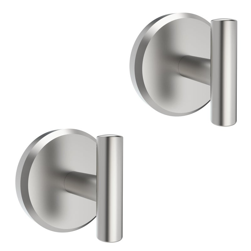HOME SO Suction Cup Hooks T Shape for Shower, Bathroom, Glass Door, Mirror, Tile - Loofah, Towel, Coat, Bath Robe Hook Holder for Hanging up to 15 lbs - Waterproof & Rustproof, Brushed Nickel (2-Pack) - Image 1
